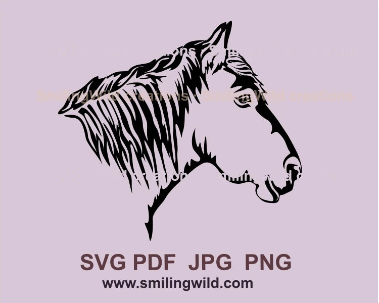 Belgian draft horse profile graphic illustration