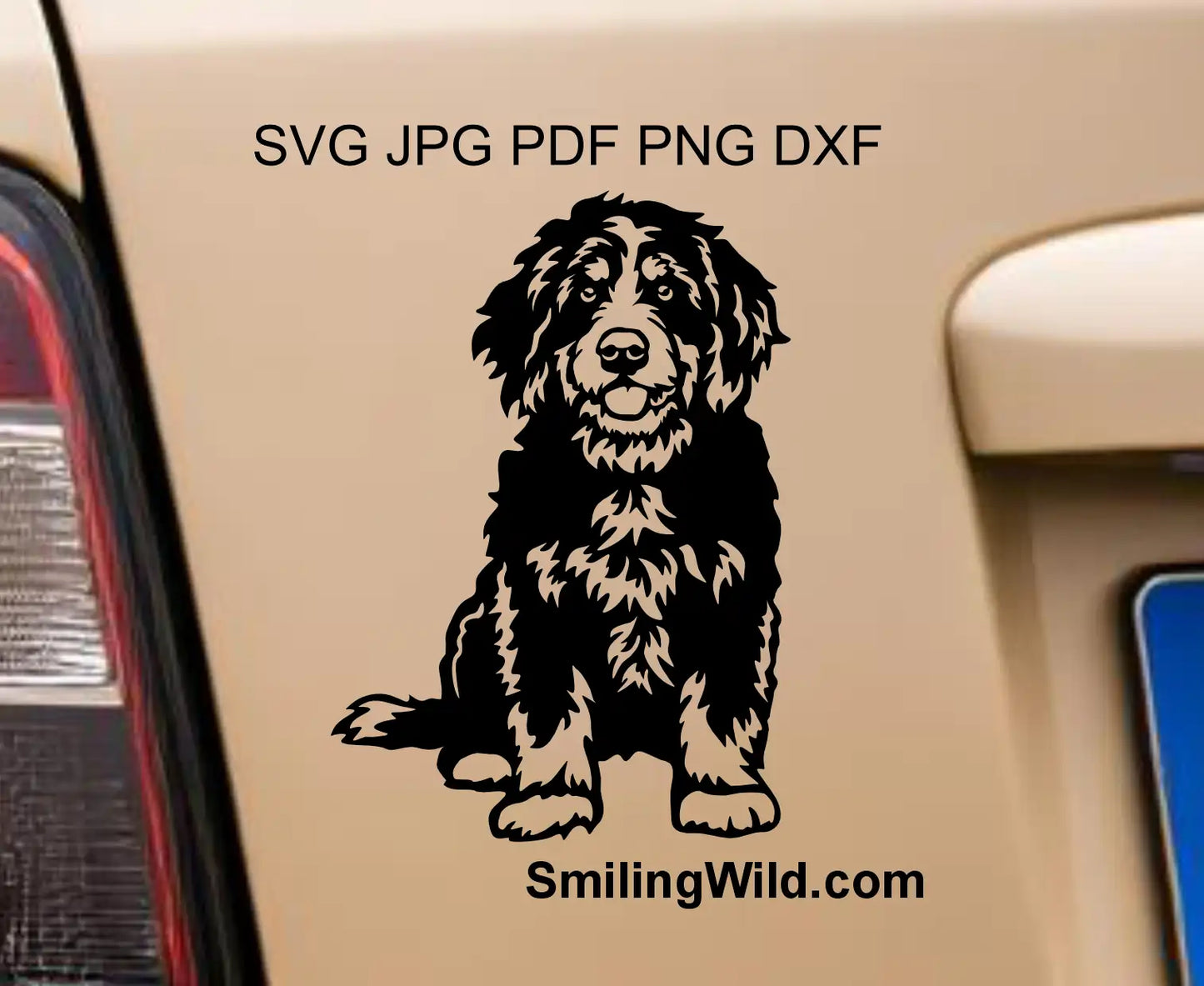 Bernedoodle dog svg and png cut file for vinyl stickers and custom wooden signs