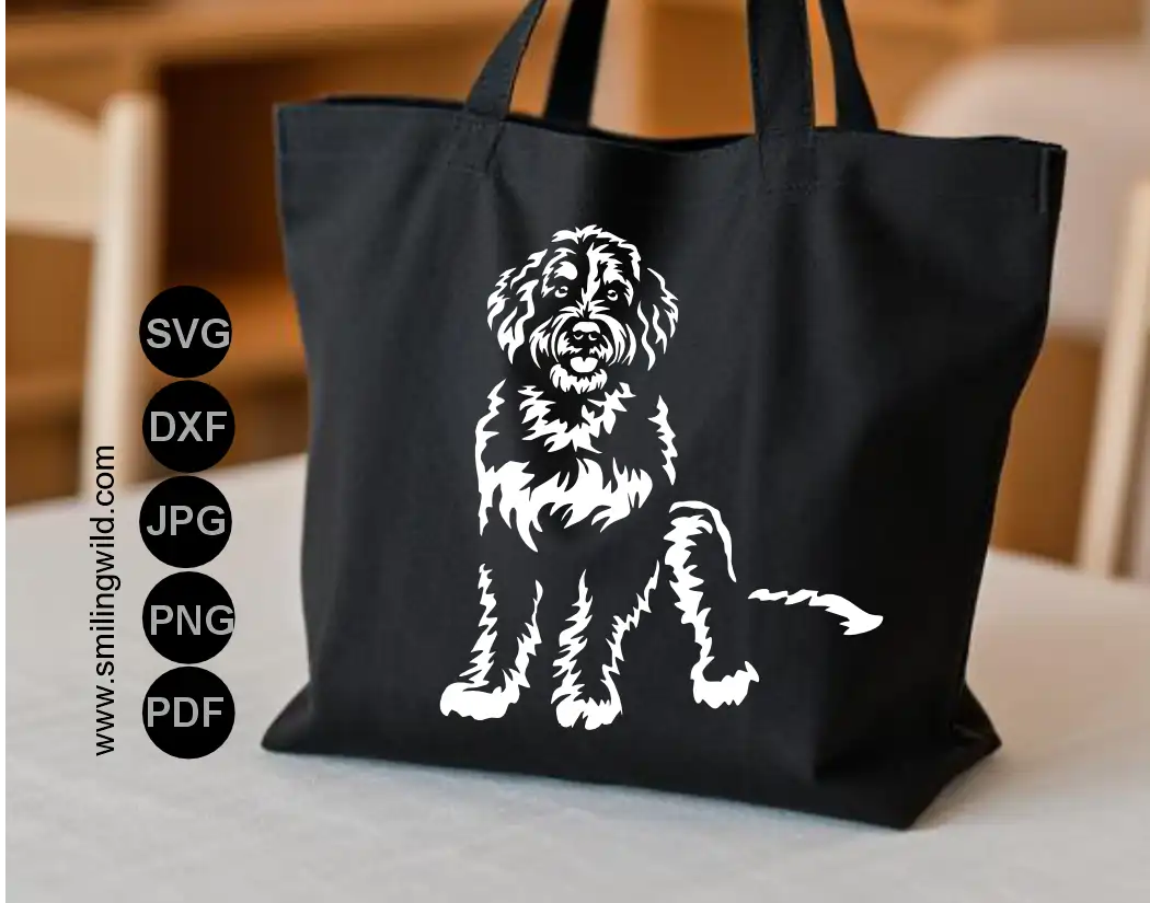 Bernedoodle dog svg and png cut file for white vinyl stickers and dog decor.