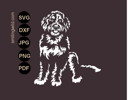 Full body Bernedoodle Dog SVG clipart for vinyl decals and stickers.