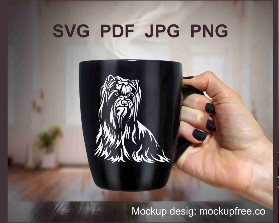 Biewer Terrier png vector clip art black mug decal