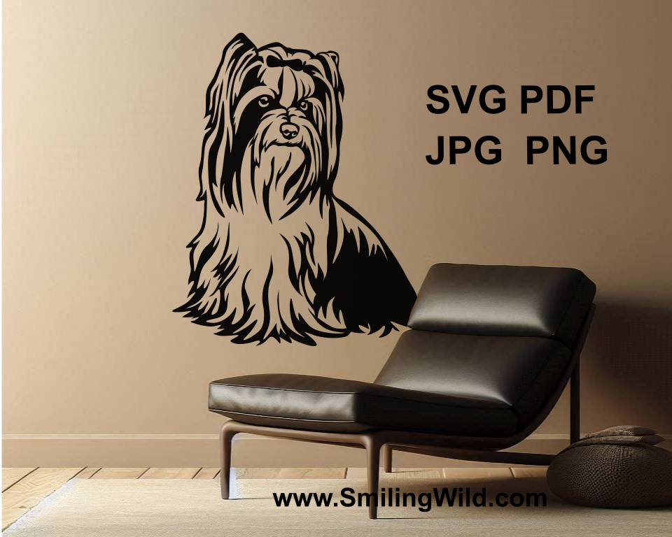 biewer terrier yorkshire terrier clip art portrait as a wall sticker