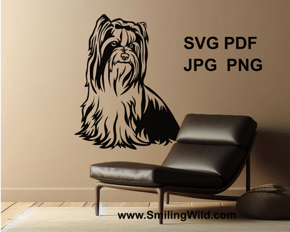 biewer terrier yorkshire terrier clip art portrait as a wall sticker