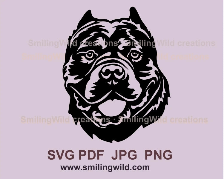 smiling black american bully dog in graphic style