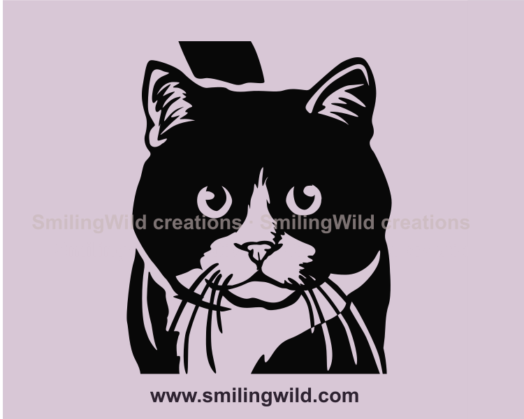 black and white cat clip art design