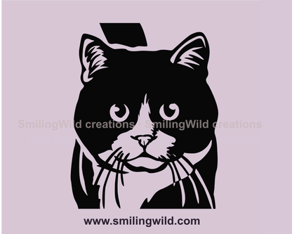 black and white cat clip art design