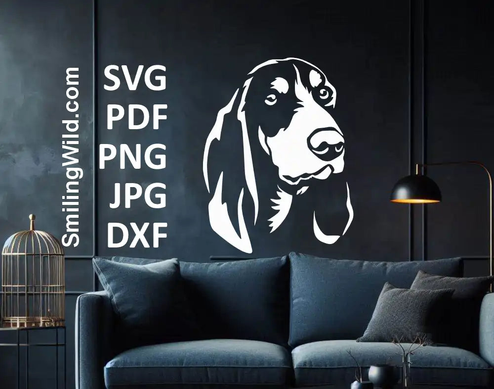 Black and White Hunting Dog SVG - Swiss Lucerne Hound Vector Graphic for Cricut, Glowforge, Laser Cutting