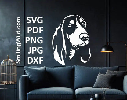 Black and White Hunting Dog SVG - Swiss Lucerne Hound Vector Graphic for Cricut, Glowforge, Laser Cutting