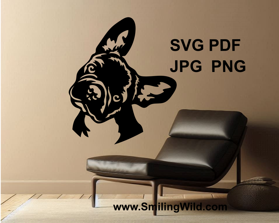 black french bulldog wall application design printed of svg file