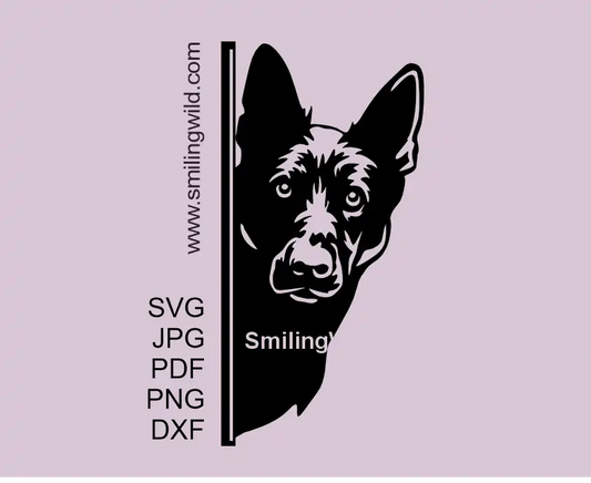 Black German Shepherd SVG PNG DXF corner peeking vector clipart for Cricut, Silhouette, laser cutting, and vinyl crafts