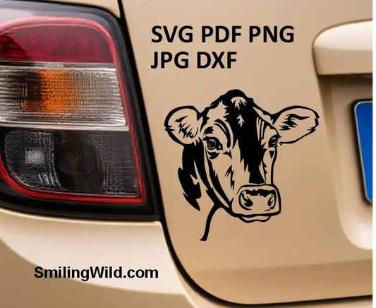 A car application of a Jersey cow clipart cuttable digital design for farm animal crafting and engraving