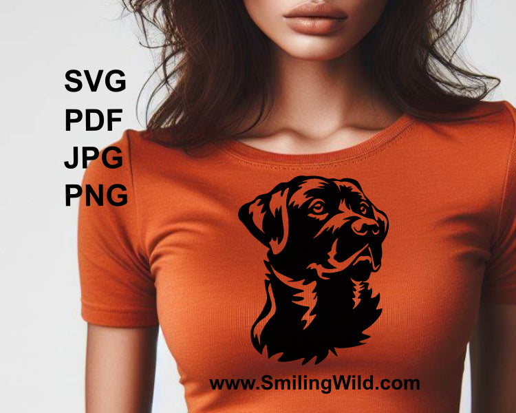 black lab printed on womans t shirt