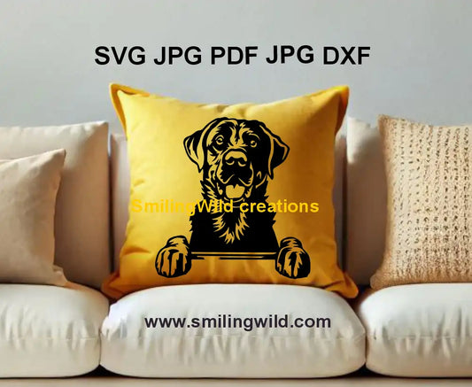 Realistic Black Labrador Retriever vector graphic featuring lab clipart for DIY crafts, custom dog decor, and personalized pet memorabilia
