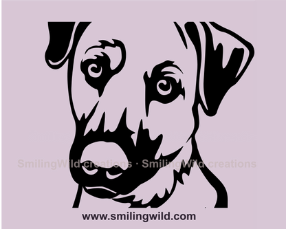 black mouth cur digital porrait in line art