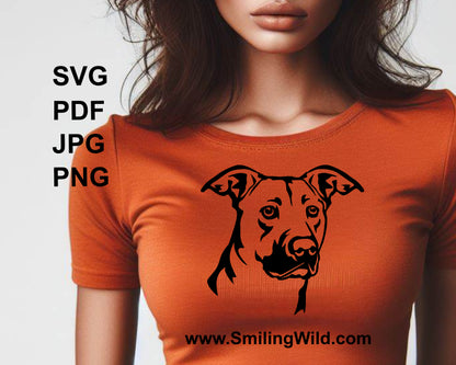 black mouth cur vector design in black color printed on an orange t shirt