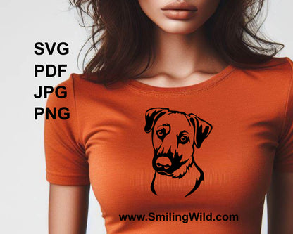 black mouth cur vector graphic printed on t shirt