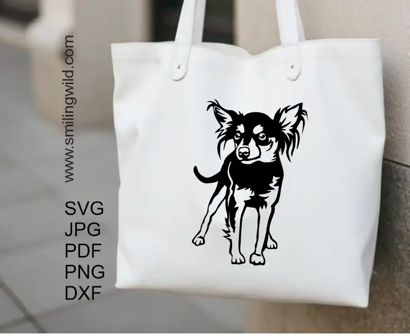 A tote bag with a Black Prague Ratter dog vector clipart made of SVG PNG DXF – digital crafting and engraving files
