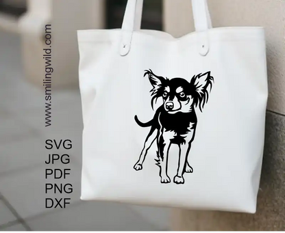 A tote bag with a Black Prague Ratter dog vector clipart made of SVG PNG DXF – digital crafting and engraving files