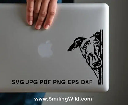 Border Collie SVG, PNG &amp; DXF – Hund späht um die Ecke Clipart – Schwarz-Weiß-Vektor-Design