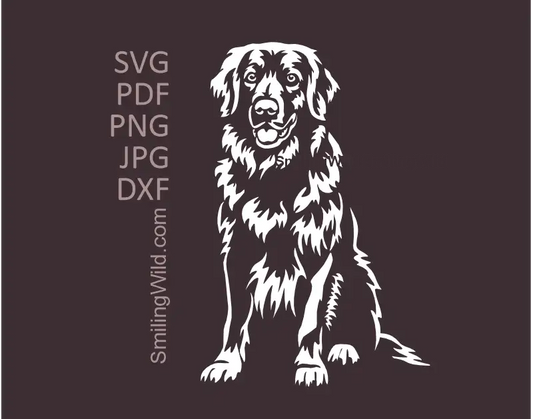 Blonde Hovawart SVG Dog White Clipart graphic. High-contrast vector file optimized for Cricut cutting.
