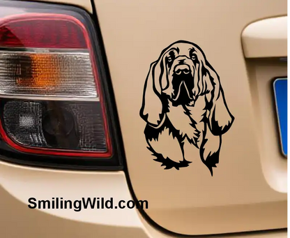 a car sticker of a Hunting Bloodhound dog face made of  SVG file for Cricut and laser cutting