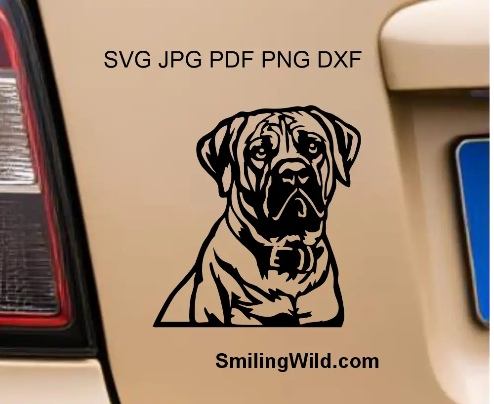 boerboel svg png and png portrait showcasing this african dog breed vector clipart file as a vinyl car decal