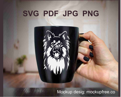 bohemian shepherd clip art decal printed on a black coffy mug