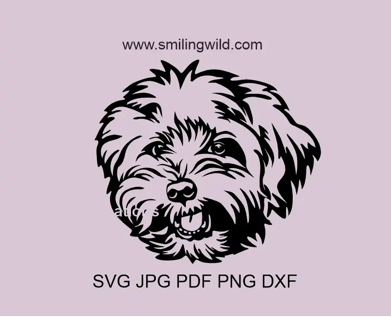 Bolonka Zwetna smiling dog face vector clipart design for Cricut and laser cutting