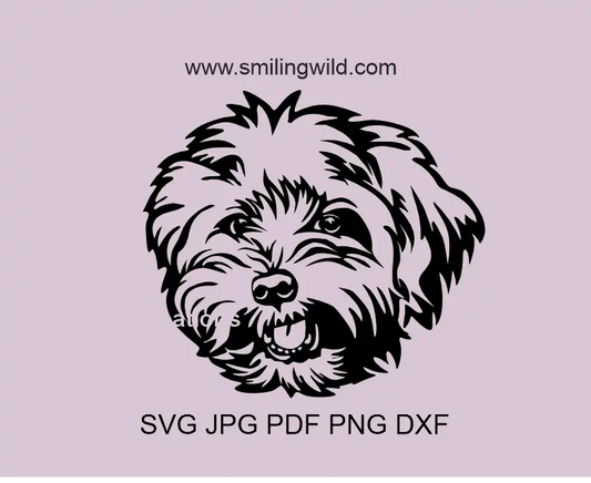 Bolonka Zwetna smiling dog face vector clipart design for Cricut and laser cutting