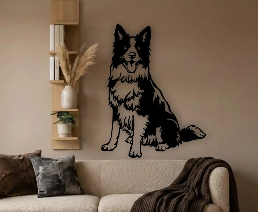 Border Collie SVG and DXF single piece vector cut file for metal art and signs