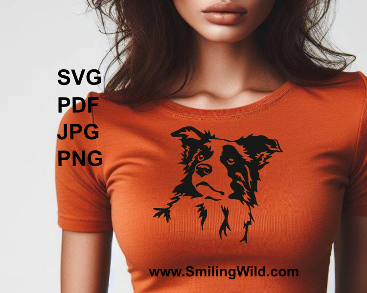 border collie digital decal on t shirt