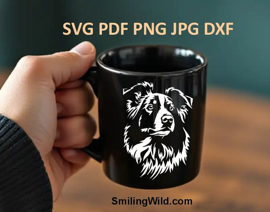 Border Collie PNG, dxf vector clipart for Silhouette crafts and Glowforge engraving