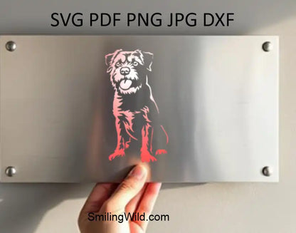 High-resolution Border Terrier dog vector in sitting pose, white silhouette ideal for Cricut and laser cutting crafts like metal design