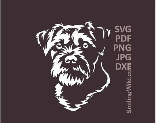 White Border Terrier dog SVG png dxf clipart of head portrait – vector file for Cricut & laser cutting