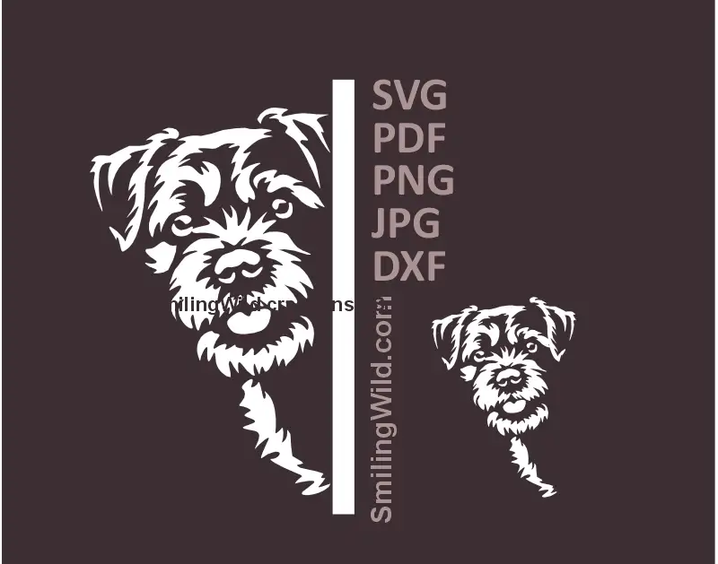 White Border Terrier dog peeking from the corner – SVG, PNG, DXF for Cricut and laser cutting