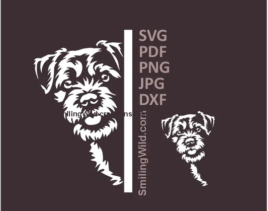 White Border Terrier dog peeking from the corner – SVG, PNG, DXF for Cricut and laser cutting