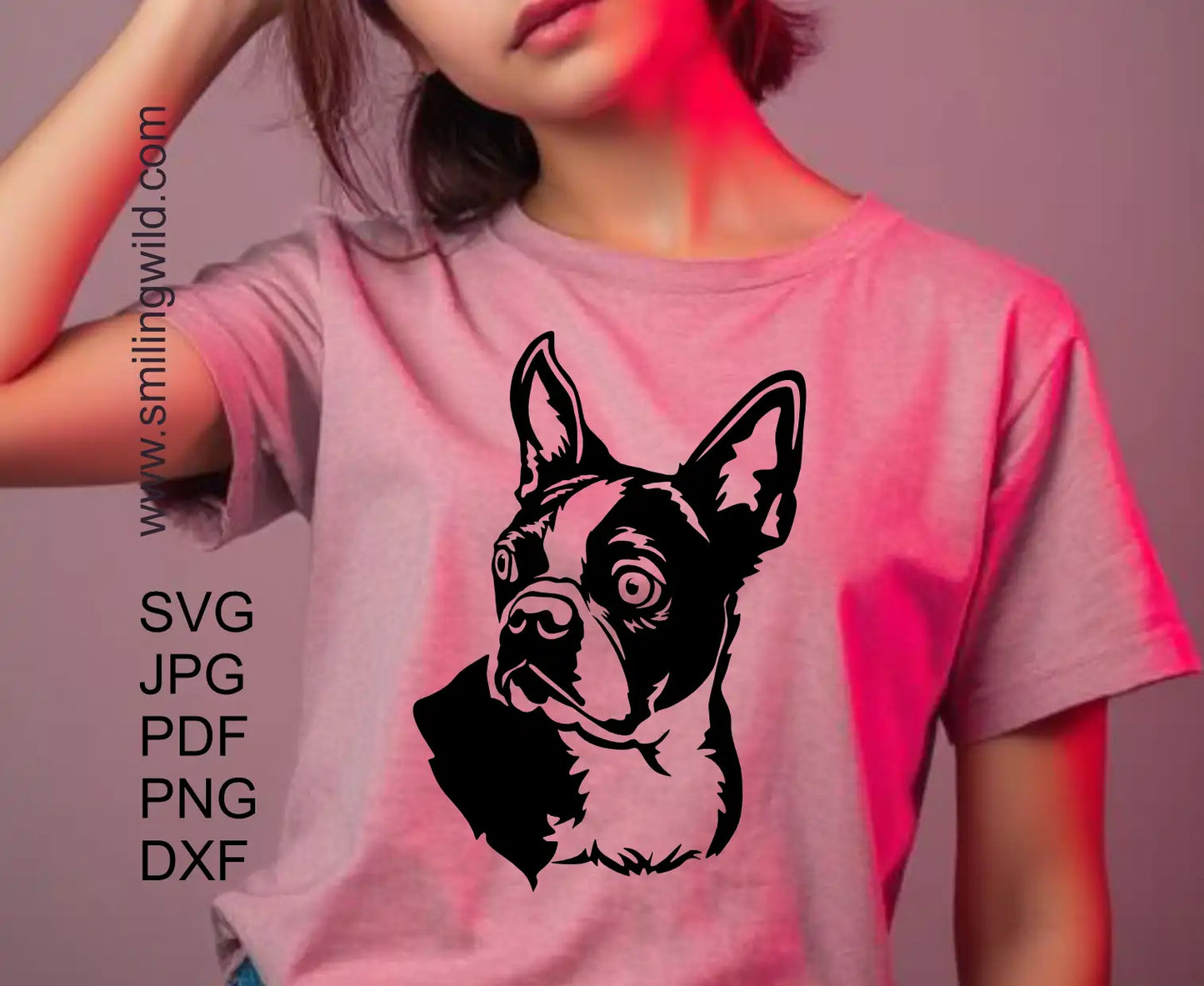 Boston terrier dxf cutting file preview image