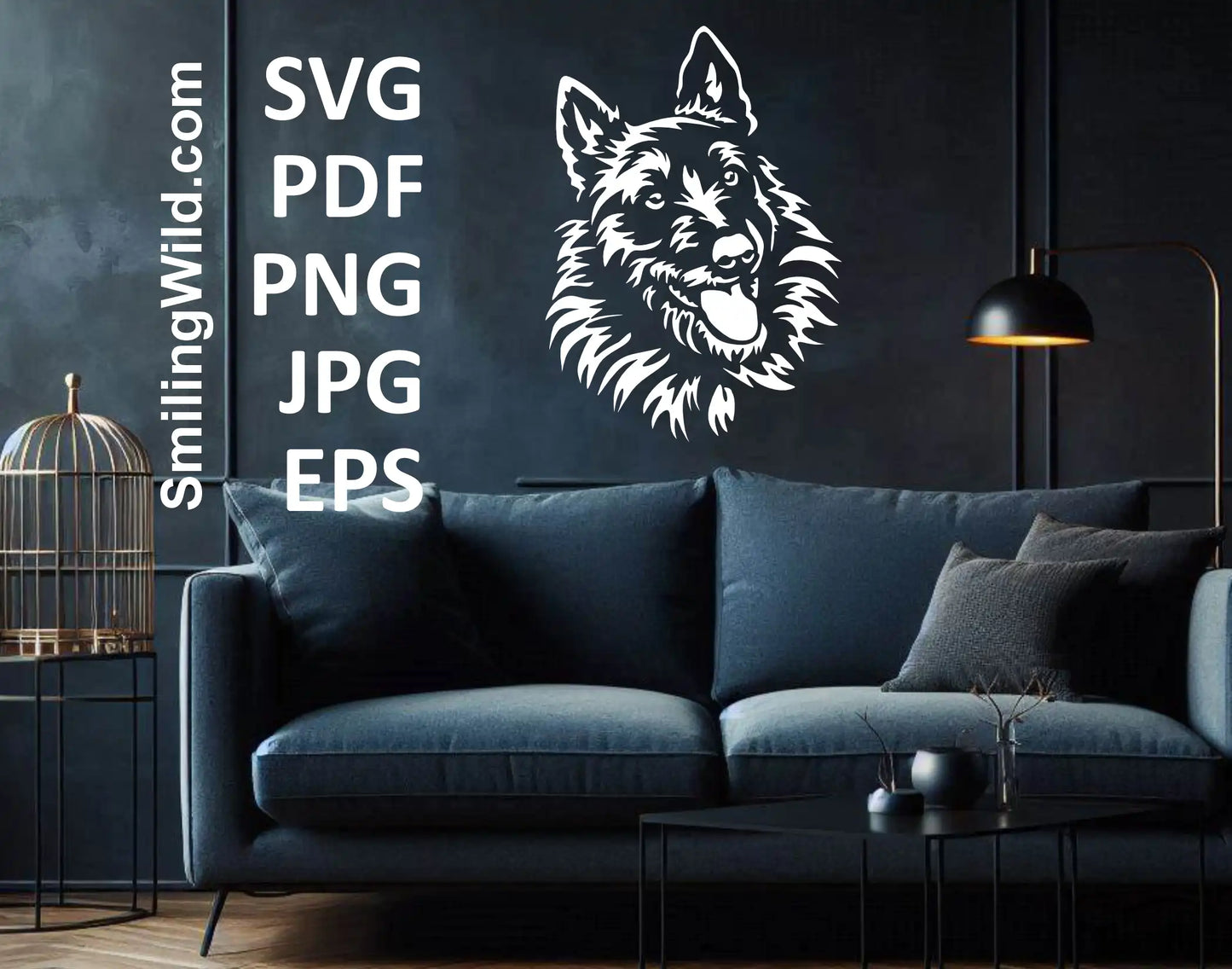 Stylized black-and-white Bouvier des Ardennes dog graphic for digital design projects, showcasing breed details