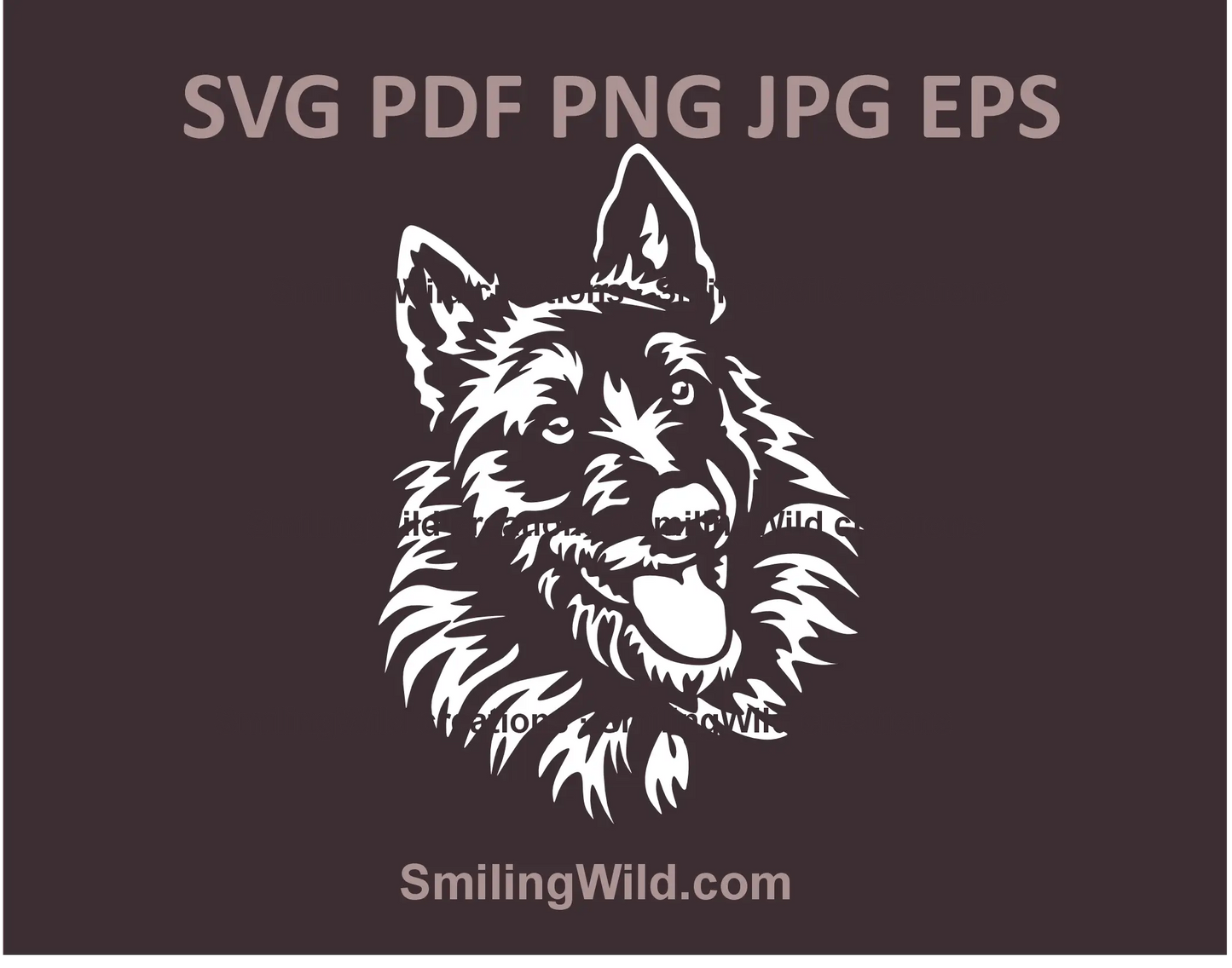 Realistic SVG clipart of the Bouvier des Ardennes dog in white, ideal for Cricut projects, personalized gifts, and home decor