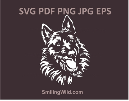 Realistic SVG clipart of the Bouvier des Ardennes dog in white, ideal for Cricut projects, personalized gifts, and home decor