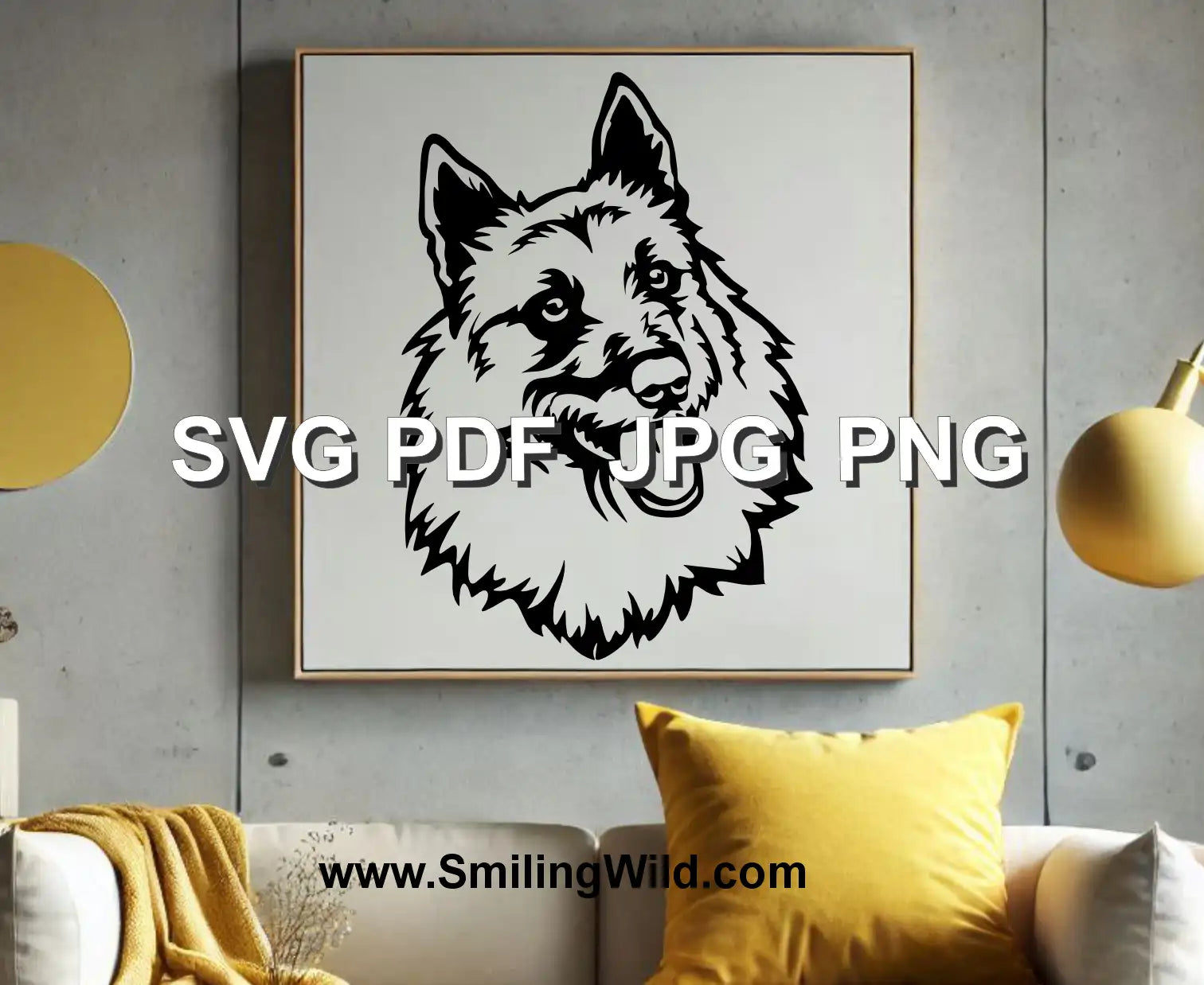 Bouvier des Ardennes dog breed clipart, showcasing the Belgian herding dog in black, ready for crafting and laser cutting