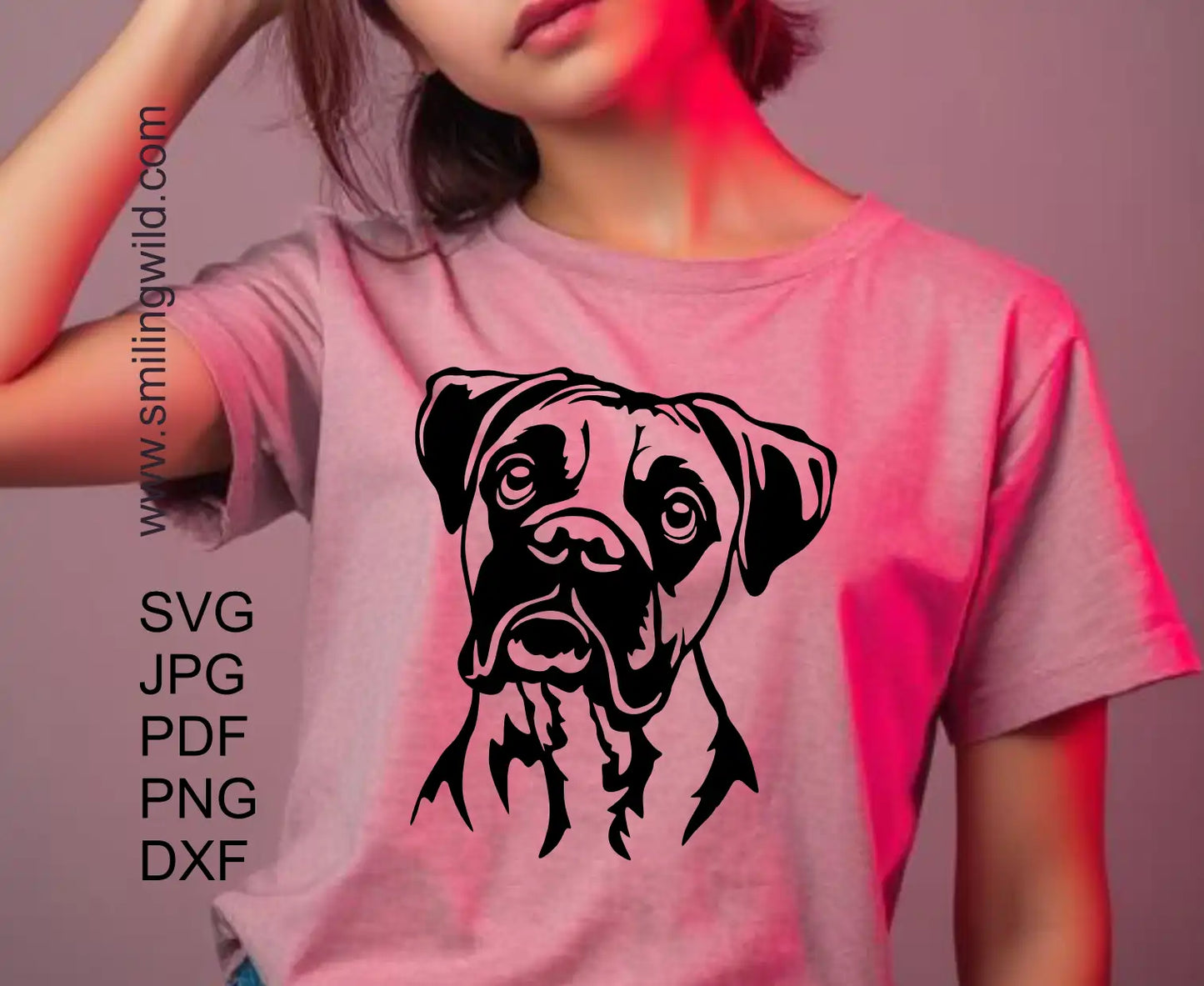 Boxer face dxf portrait clipart showing clean vector lines for decals and crafts