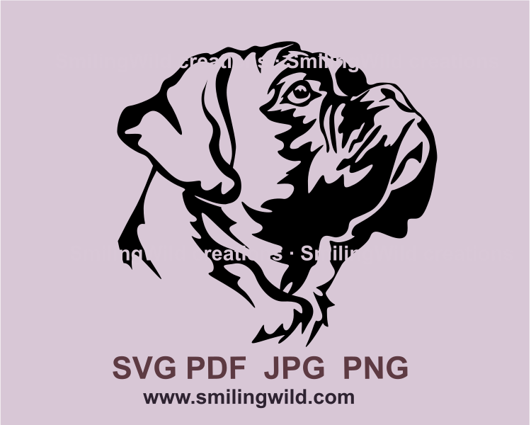 boxer dog svg portrait in digital cuttable style