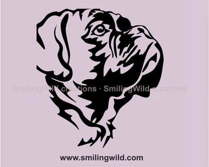 boxer dog vector graphic black image