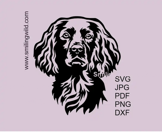 Boykin Spaniel head portrait SVG vector clipart design preview of an American hunting dog