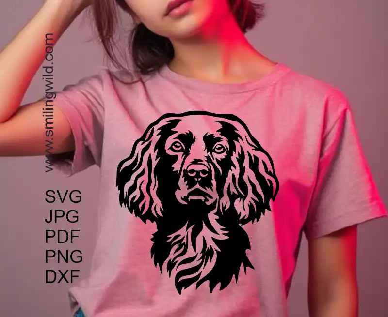 Boykin Spaniel clipart image presenting a dog frontal face in dxf and png Cricut and laser file design