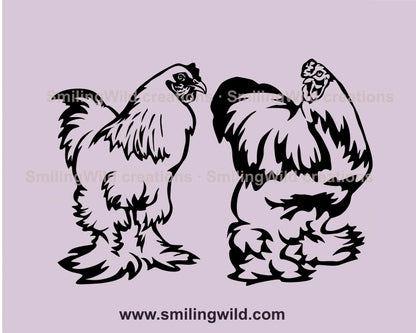 Two brahma chicken in graphic art