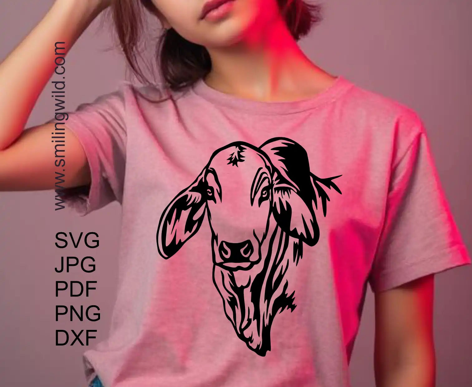 brahman cattle dxf design for cutting showing a cow face