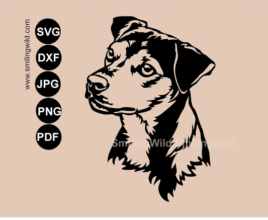 Hand-drawn Brazilian Terrier png and dxf dog head drawing for vinyl cutting and DIY crafts.