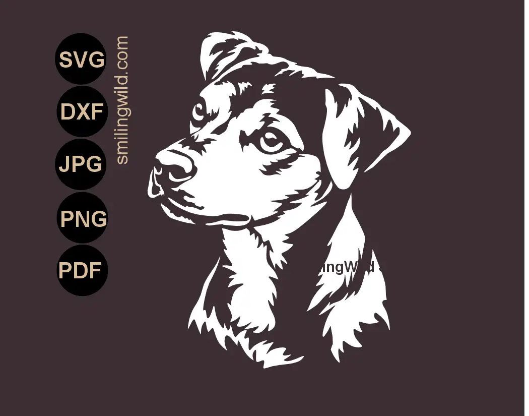 Brazilian Terrier Dog SVG face clipart that can be used as dog fine-line white cut file